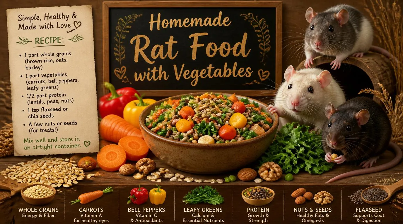 Homemade rat food with vegetables